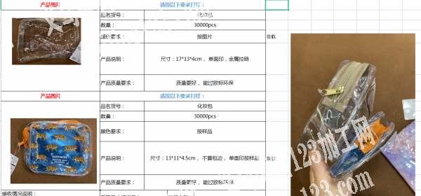 寻找做化妆包的工厂，数量每款3万个