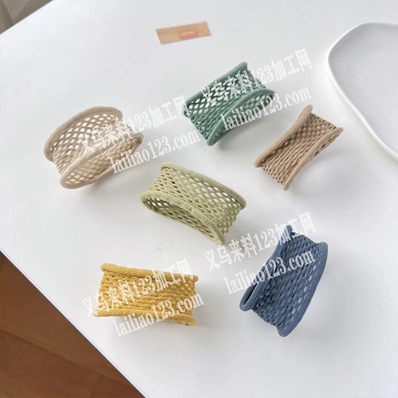 大量找彩色系网格弹力发圈要现货成品，图片
