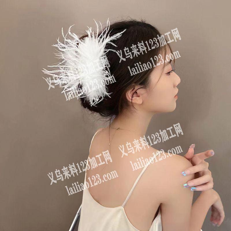 找专业生产如图超氛围感，羽毛爪夹的工厂。