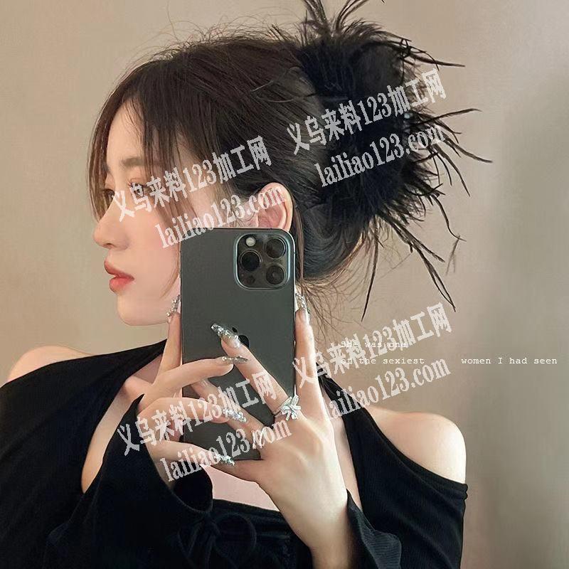 找专业生产如图超氛围感，羽毛爪夹的工厂。