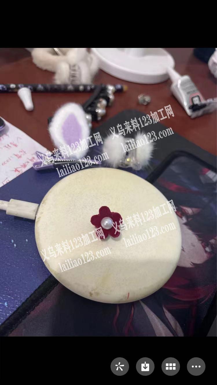 寻找粘珍珠的手工活加工厂，如图小花上面粘