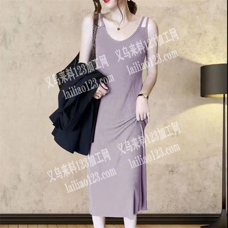 简单女士吊带背心连衣裙外发加工，只管加工