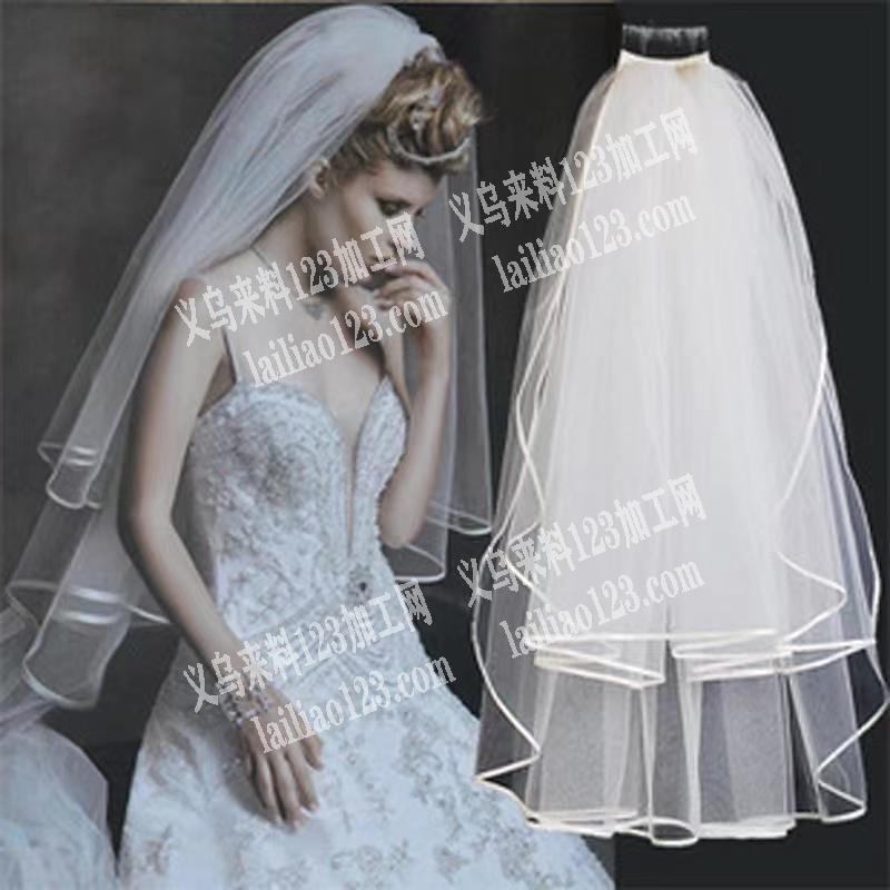 婚纱头纱包边外发加工，如图，包边精细的加