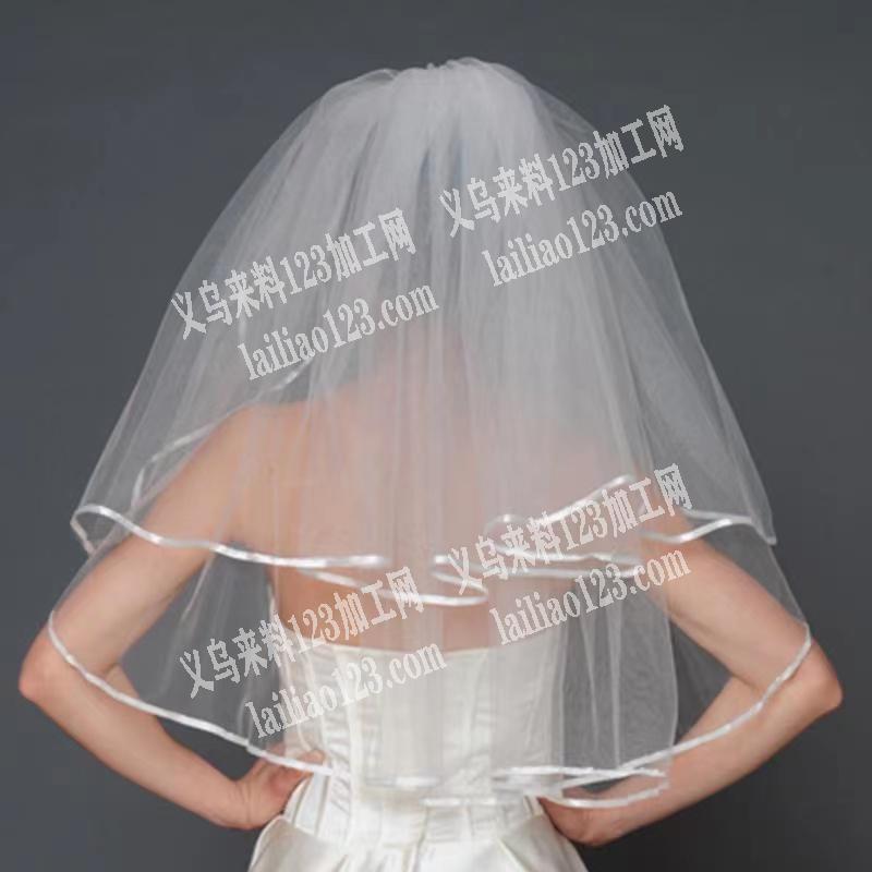婚纱头纱包边外发加工，如图，包边精细的加