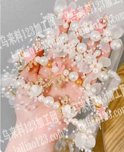 手工串珠纽珠新娘饰品订单外发，如图，寻找