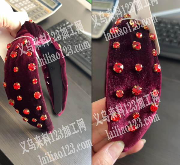 头箍上面打钉外发加工，如图效果铆钻的，能