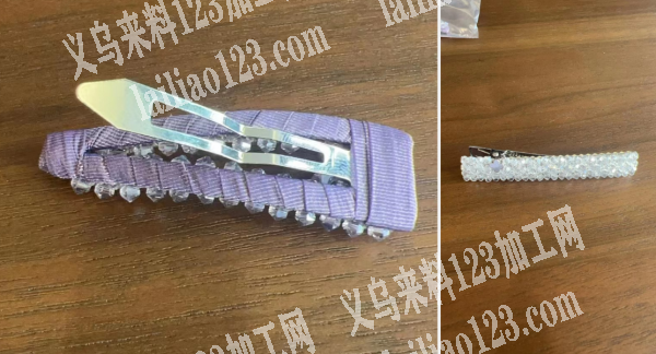 大量手工绕布条，穿珠子编织，发夹的加工订