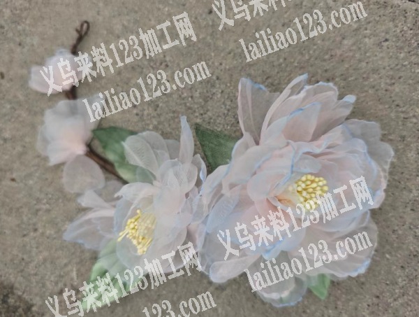 大量花瓣定型外发加工，如图，布艺网纱布花