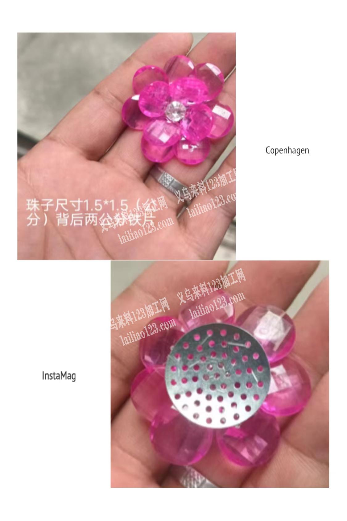 鱼线串珠穿花瓣，编织成花朵。这样的手工成