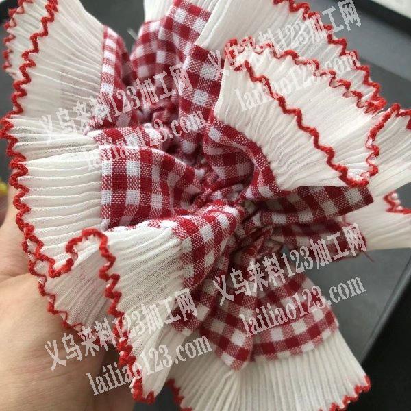 布艺打皱头花发圈外发加工，如图，寻找会做