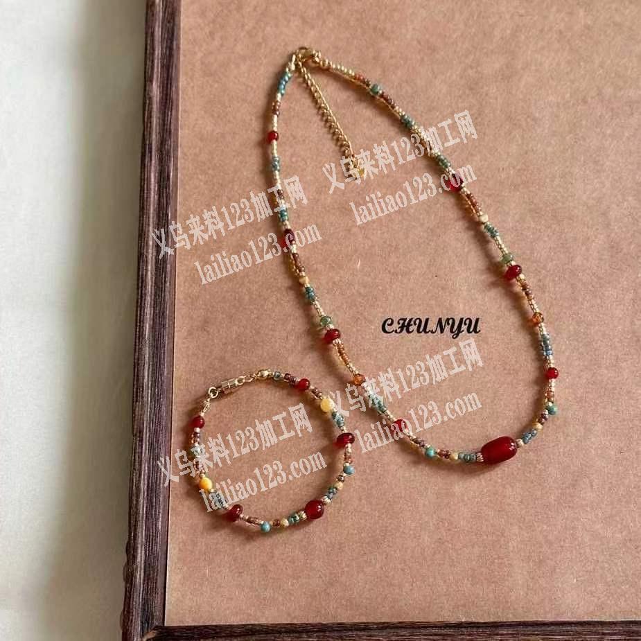 大量穿米珠项链成品订单外发，如图，寻找大