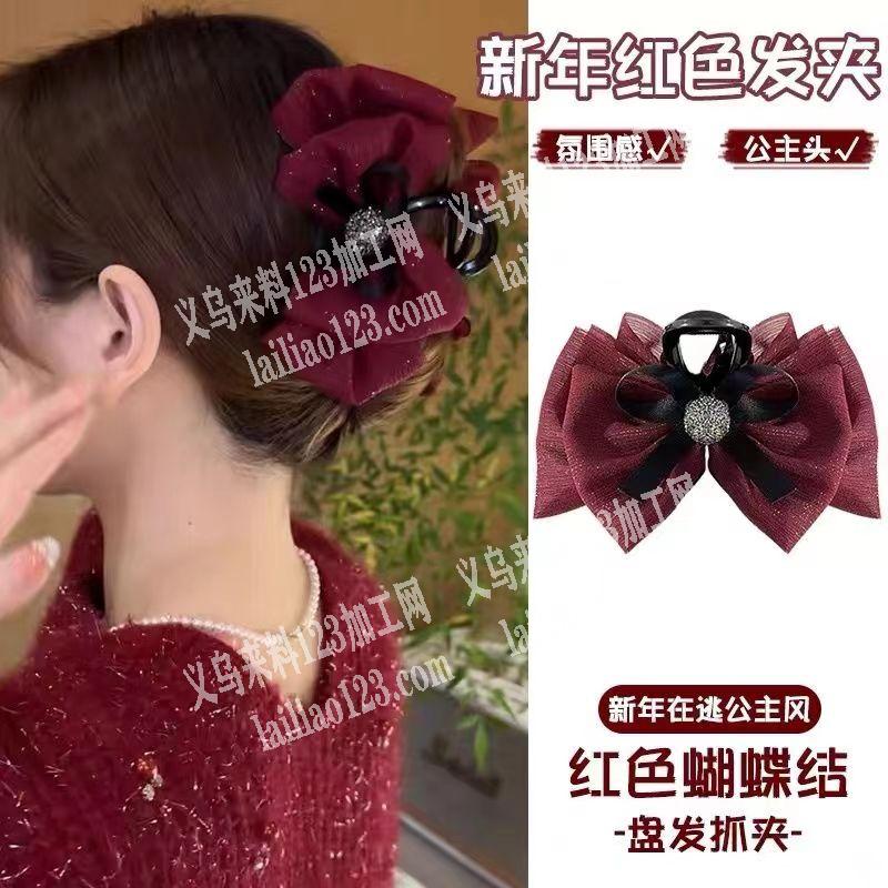 《外贸抓夹订单》如图网纱蝴蝶结，网纱蝴蝶