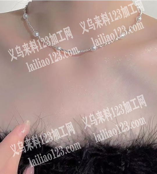 穿碎银子的珍珠项链手工活，发外地做如图，