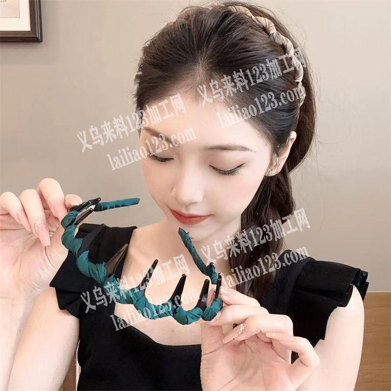 发箍绕布条的手工活外发加工，如图，发箍上