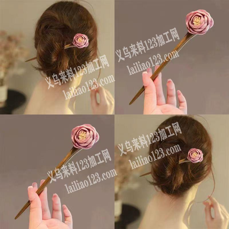 大量烧花边的布艺花订单，如图，做在发簪上