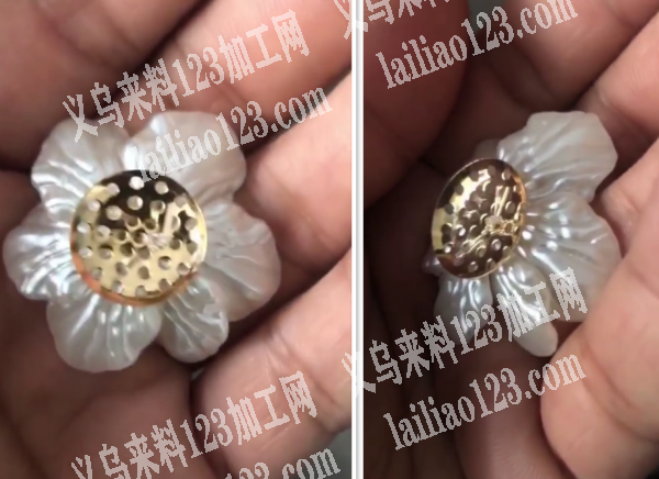 穿鱼线，穿花瓣，编织成花朵，反面打结，如