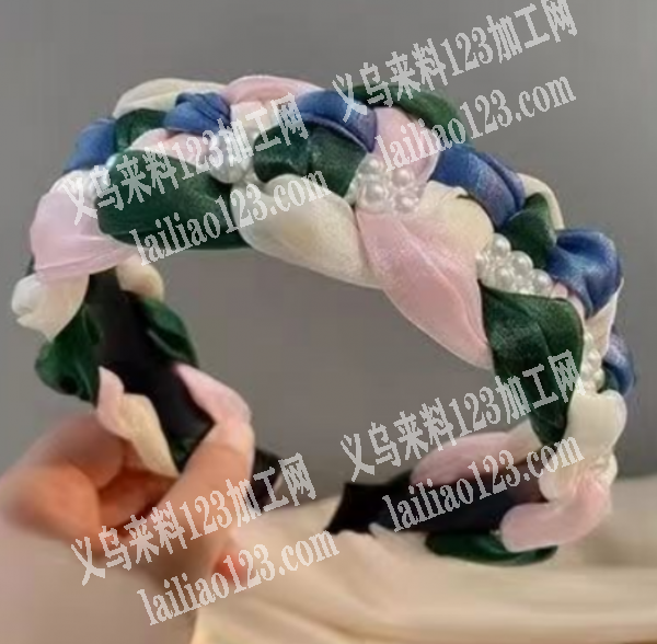 手工编织头箍成品订单，如图，成品和半加工
