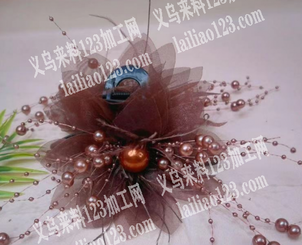 《大量订单》珍珠网纱花抓夹订单，如图，寻