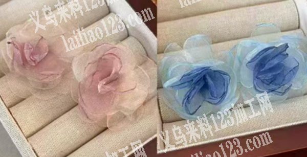 【多款花朵耳环订单】这个是布艺烧花边的耳