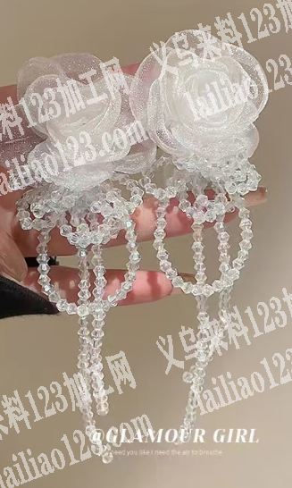 手工网纱串珠耳环订单，如图，寻找工厂，请