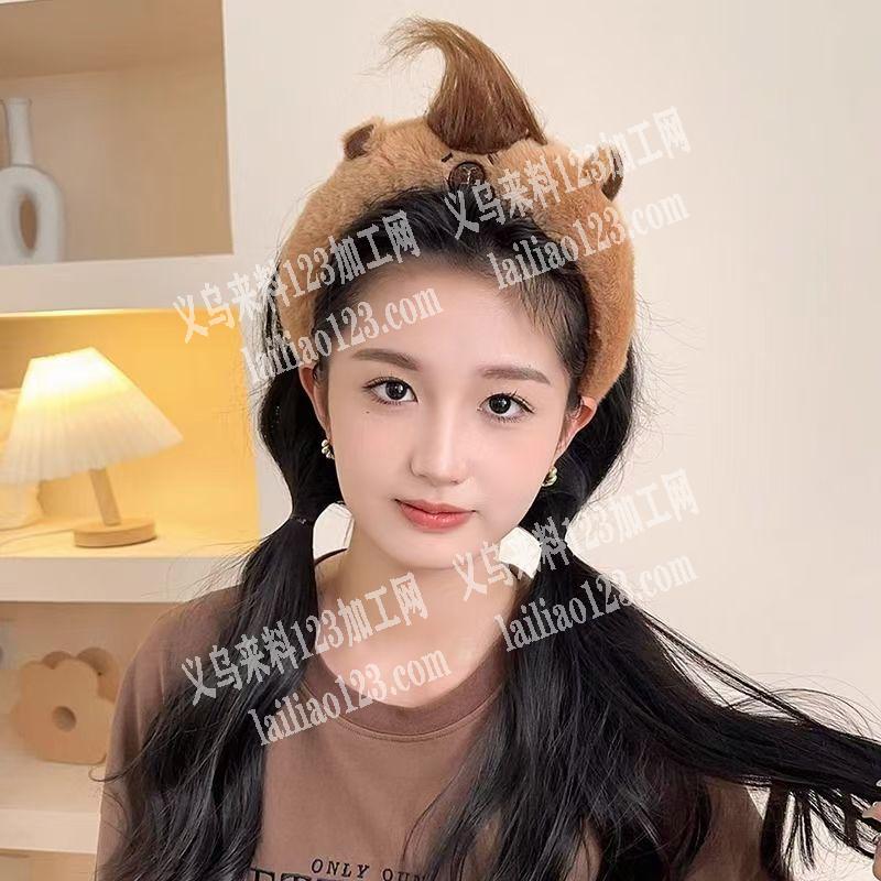 手缝的手工活外发加工，如图毛绒发箍的手工
