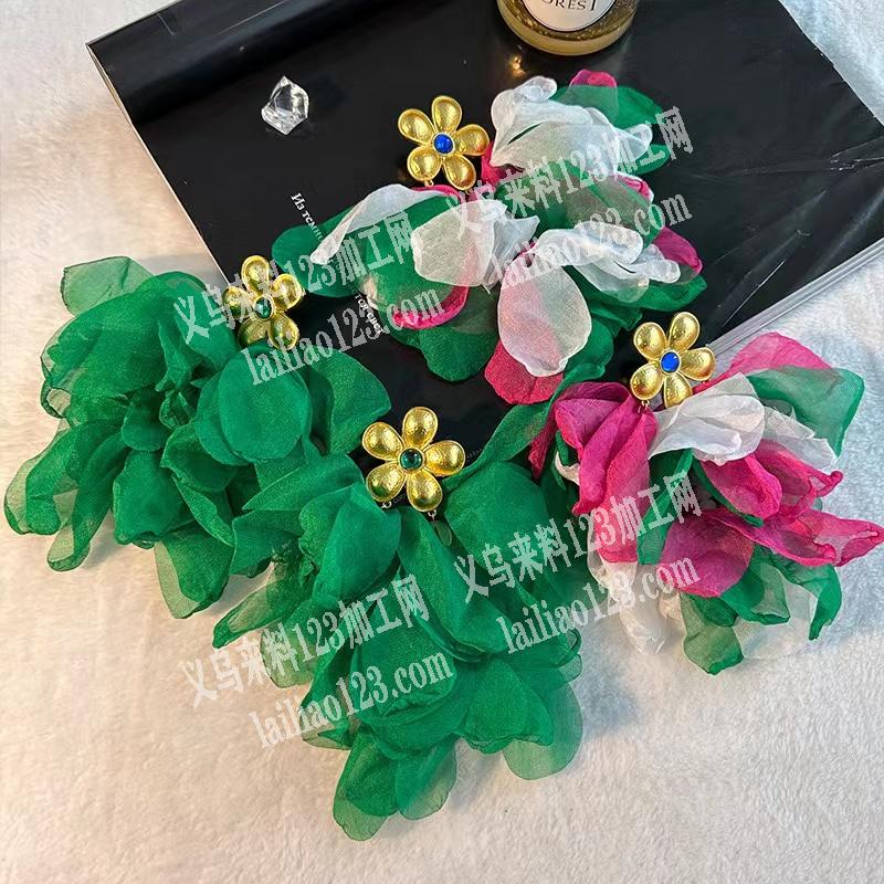 烧花边的手工耳环成品订单，如图，这类的布
