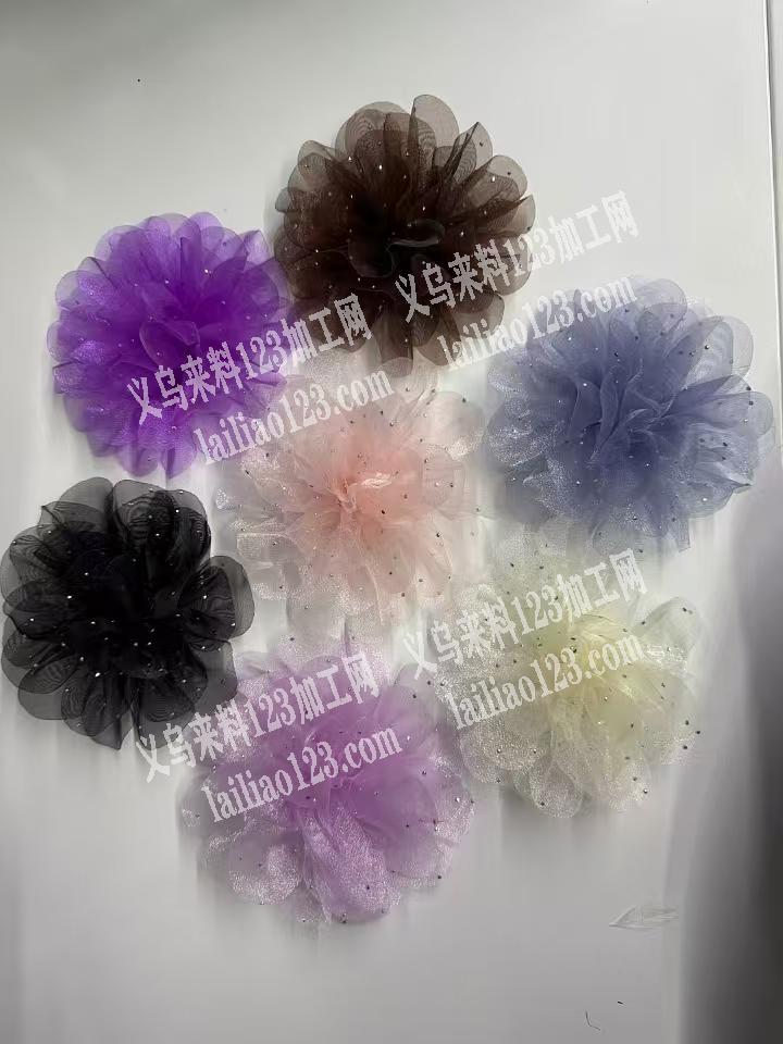 几十万个手工卷网纱花朵订单，。如图。手工卷的。找卷花工厂，要