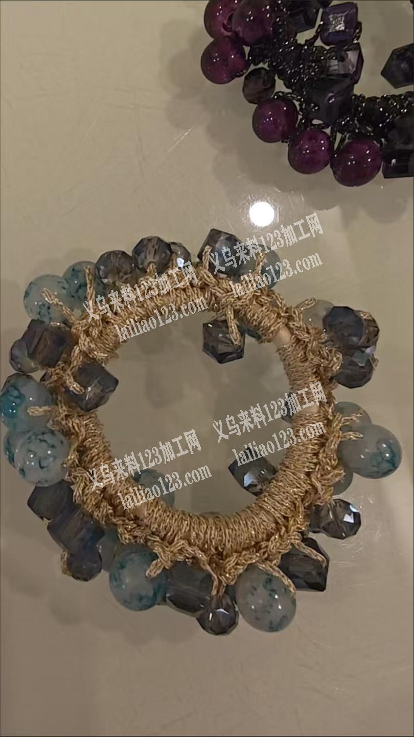 穿珠子钩针编织发圈外发加工，如图，寻找会