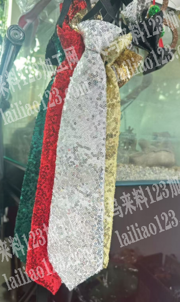 如图亮片材质的领带外发加工《可发义乌周边