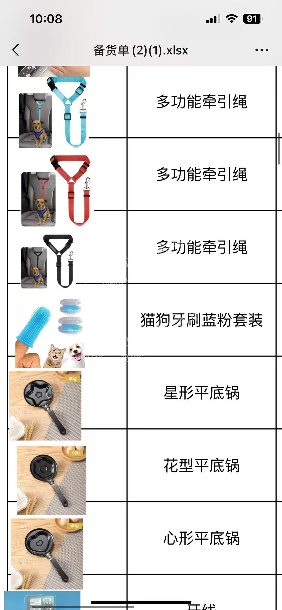大量日用品订单，寻找厂家，如图，有表格产