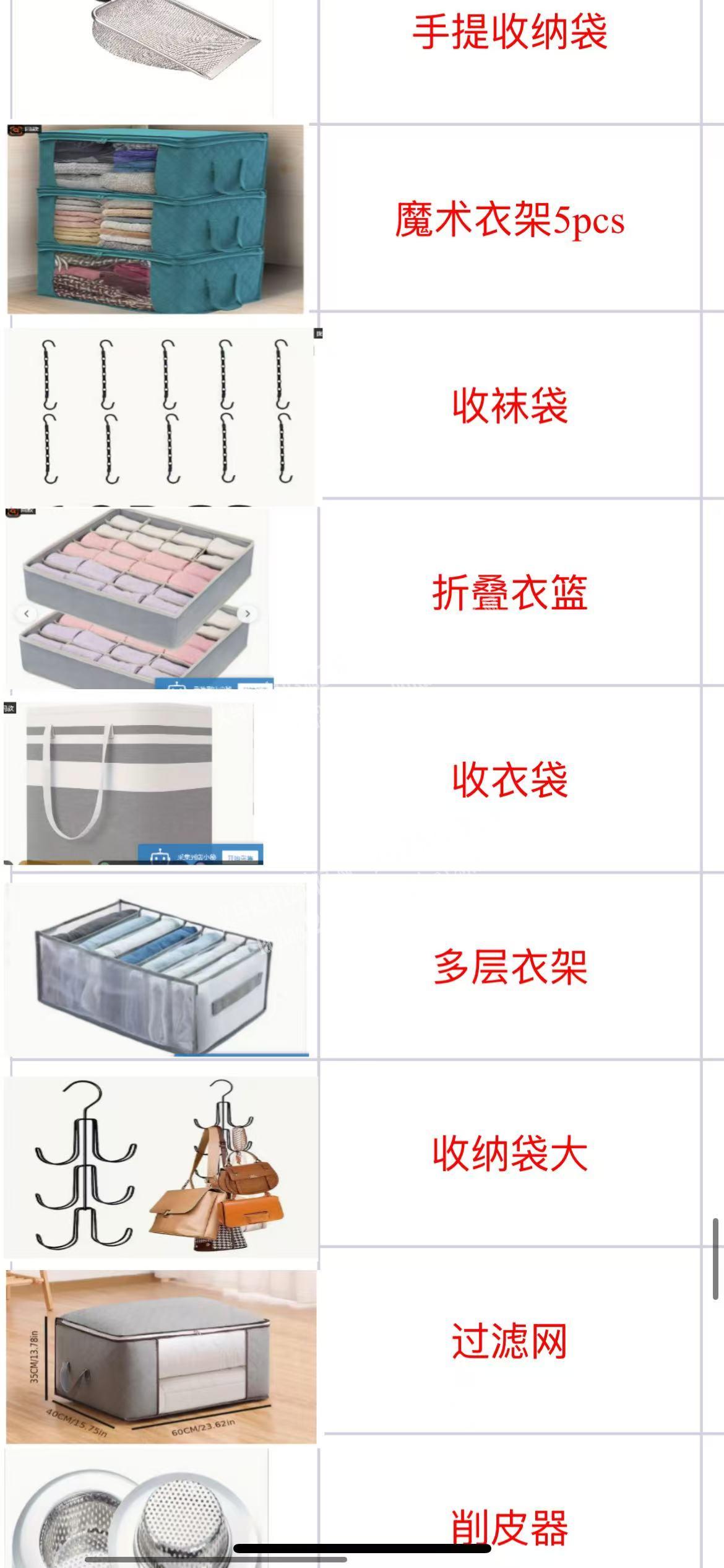 有大量日用品订单，寻找厂家，如图，有表格
