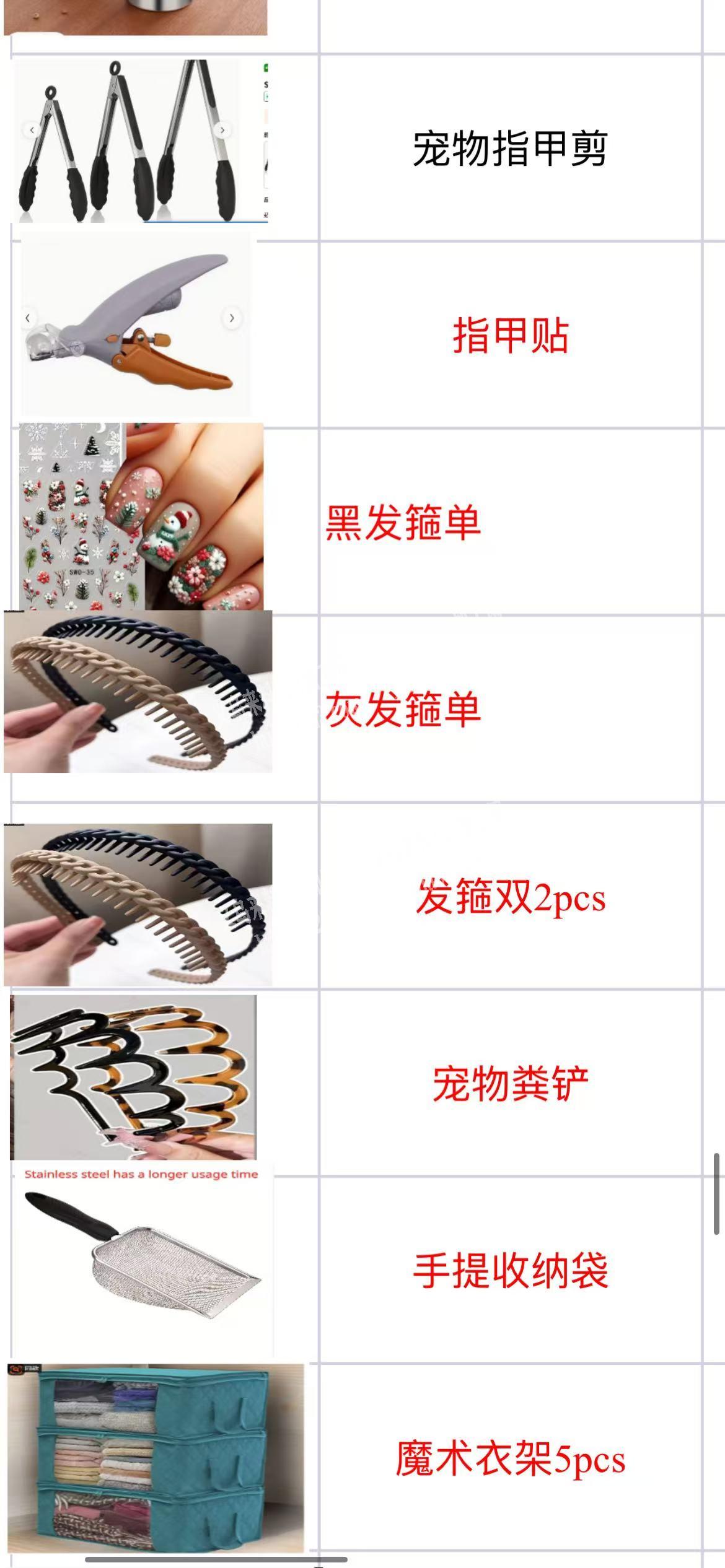 有大量日用品订单，寻找厂家，如图，有表格