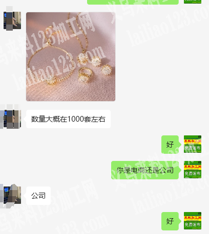 公司1000套手链项链饰品成品订单，如图