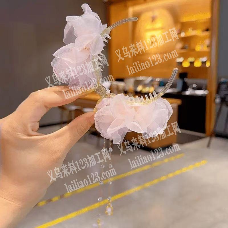 大量如图网纱花朵订单，寻找网纱花朵厂家，