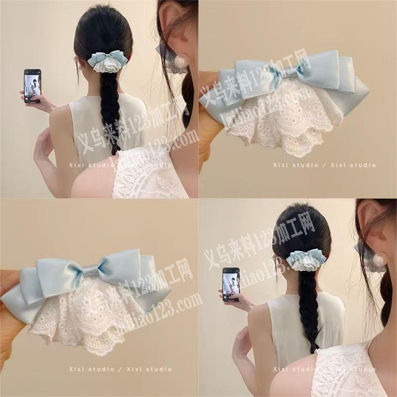 布艺女生发夹外发加工。手工布艺发夹，。裙