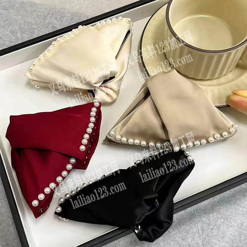 如图布艺钉珠的发饰订单，寻找布艺饰品成品