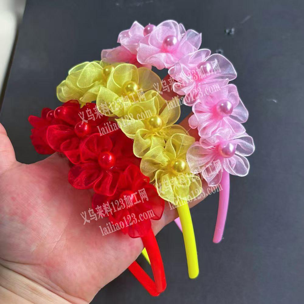 手工网纱花朵发箍订单，如图，寻找专业做工