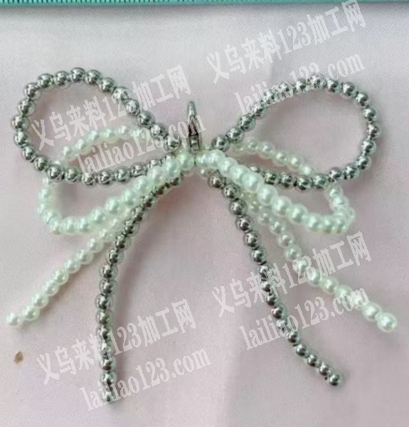 手工活《可发外地》穿珠子编织蝴蝶结的手工