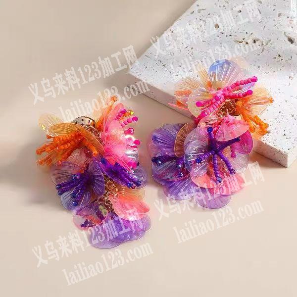 穿珠子做耳环的手工活。如图。这样的，寻找