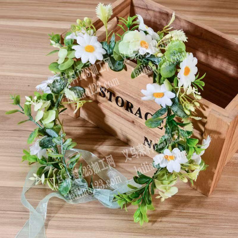 塑料花藤编织的花环手工活外发，纯加工或者