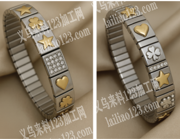 找图片中这种不锈钢手链的工厂合作，联系电