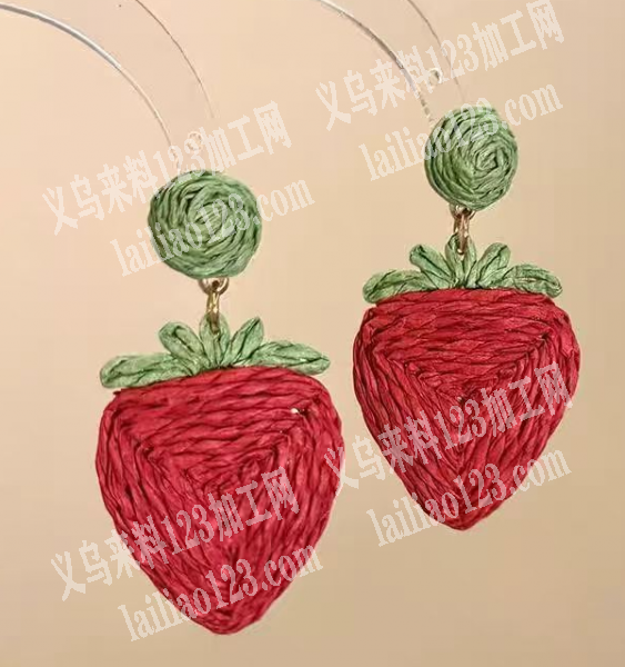 手工编织拉菲草耳环订单，如图，寻找会做的