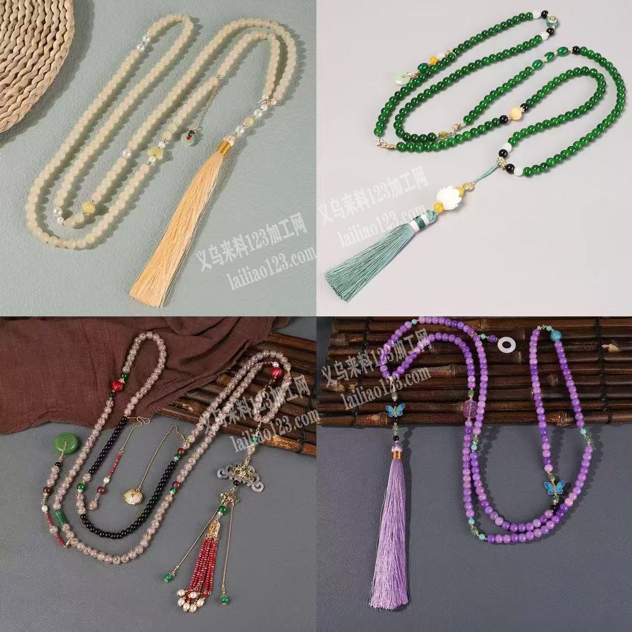 穿珠子+编织的手工活外发，这个手机链珠链