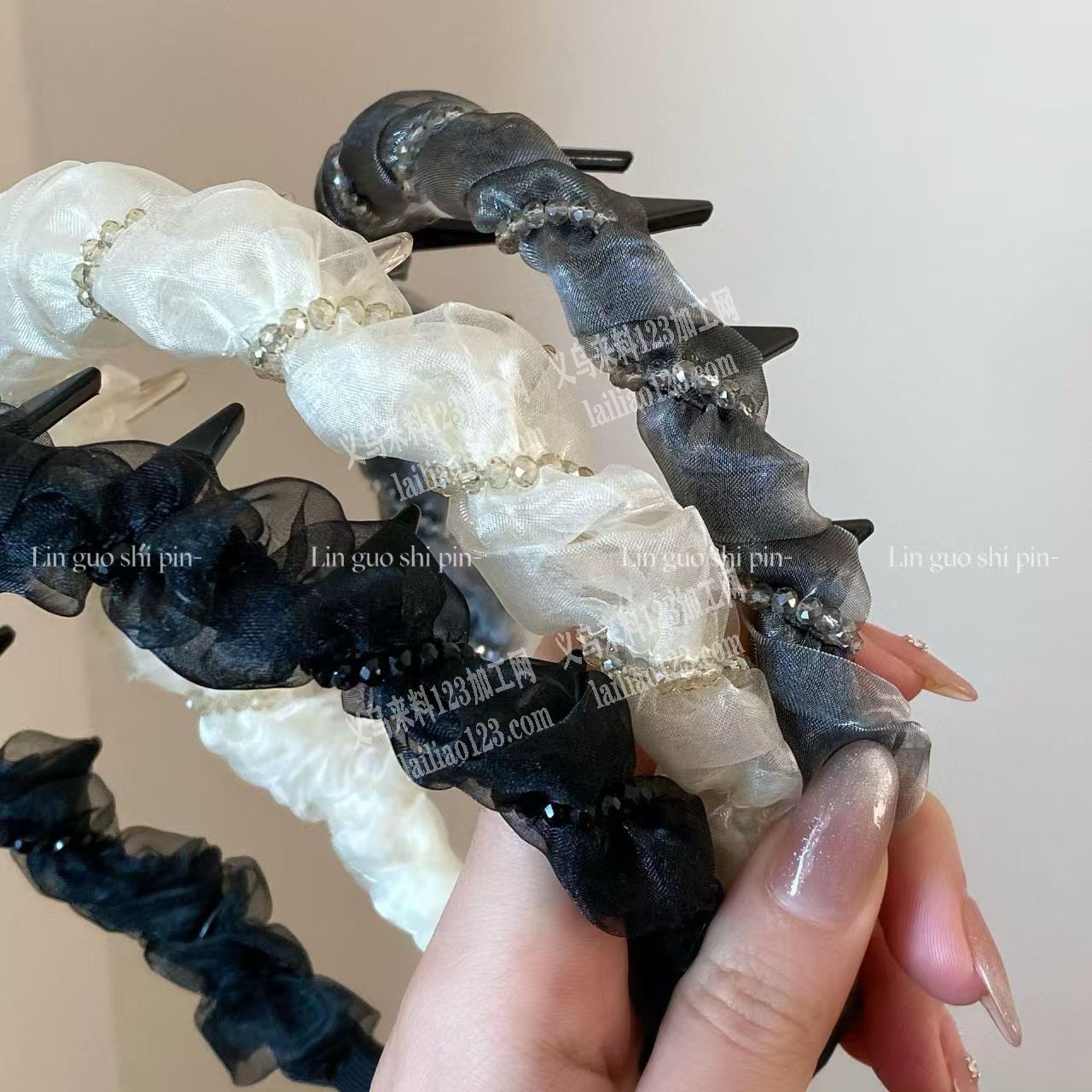 寻找绕布缠绕的手工活加工厂，如图，发箍上
