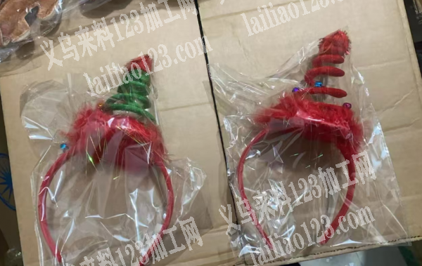 圣诞羽毛头箍，组装的手工活外发加工，如图