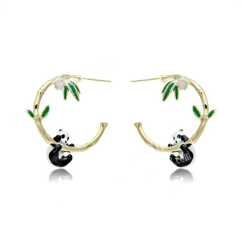 【量大】这个熊猫竹子耳环订单《滴油画油外发加工》
