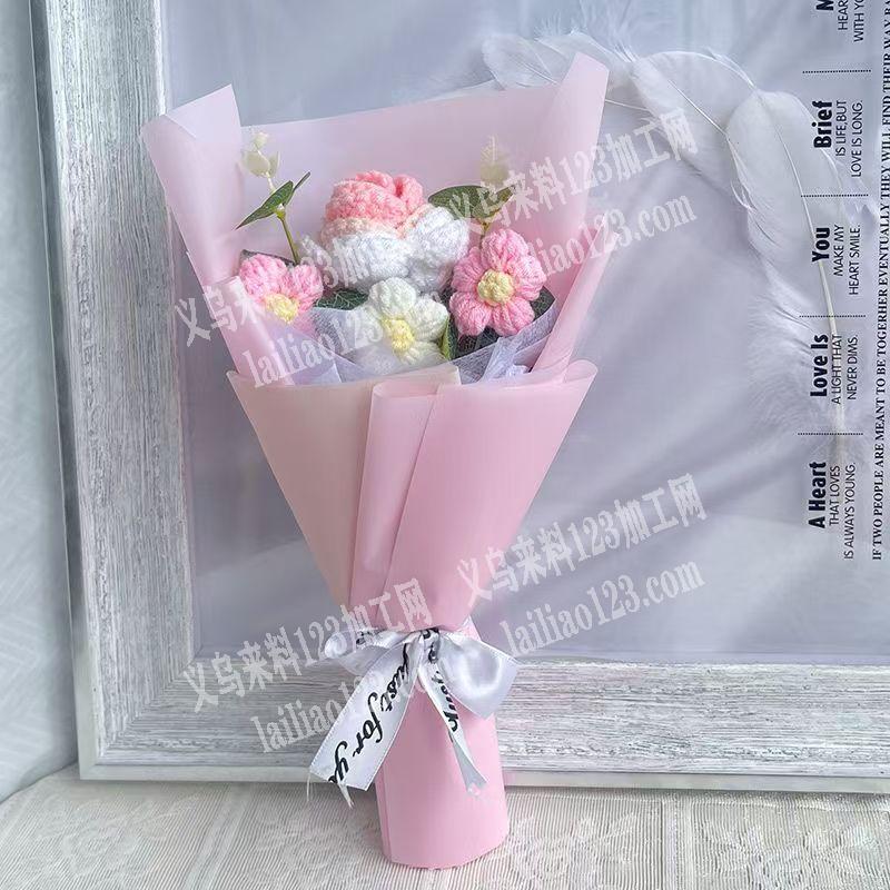 手工毛线扁珠的花朵花束订单，如图，手工活
