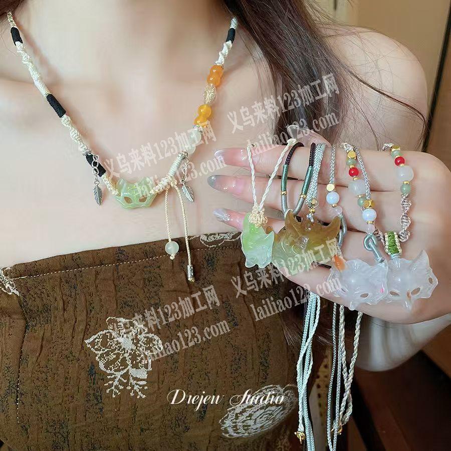 项链手工活外发，穿珠子编织打结的手工活外