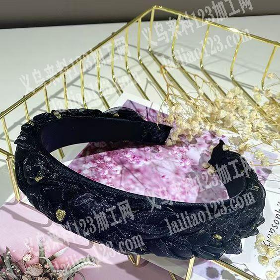 寻找手工加工厂，如图四股辫粘钻发箍外发加