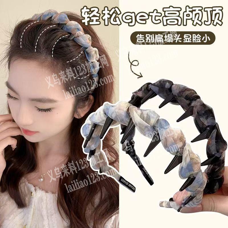 《发外地》手工活，发箍上面绕布条打蝴蝶结